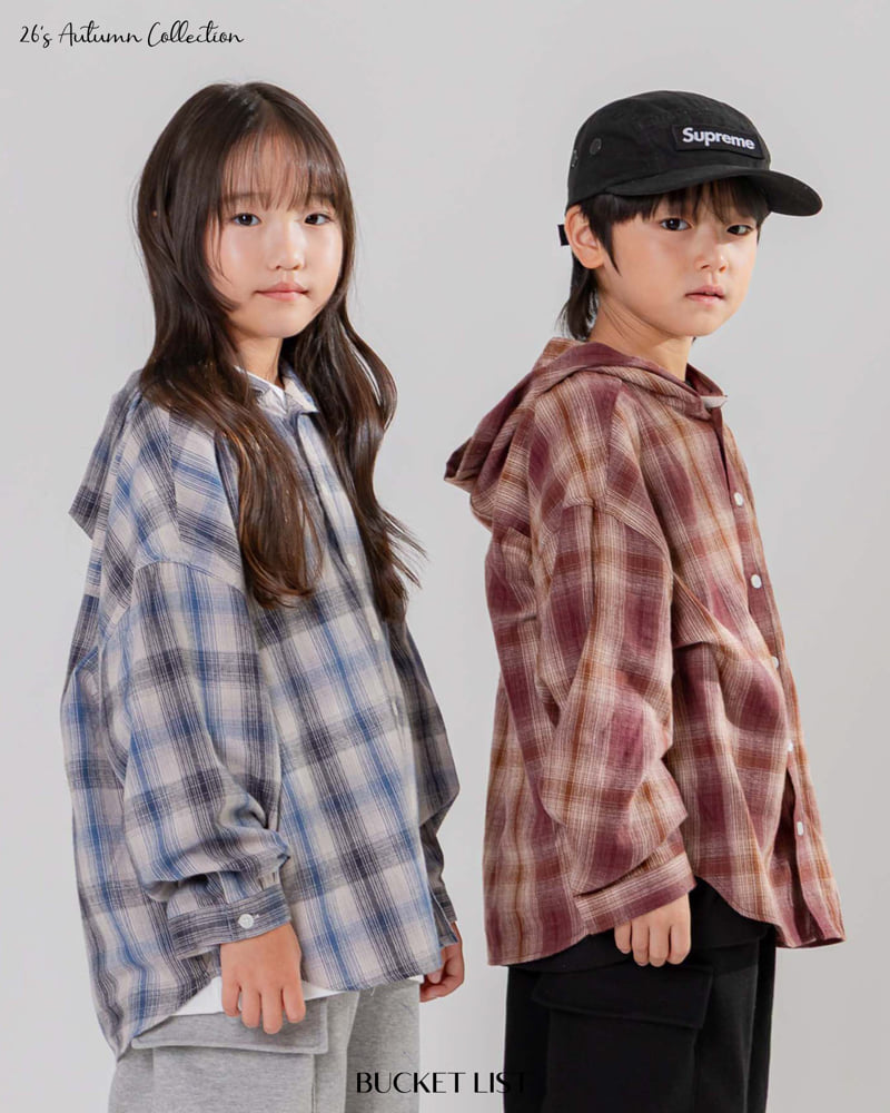 Bucket List - Korean Children Fashion - #minifashionista - Hood Check Shirt - 8