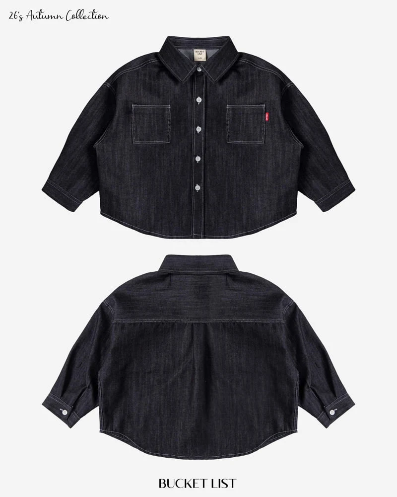Bucket List - Korean Children Fashion - #prettylittlegirls - Non Faded Denim Shirt
