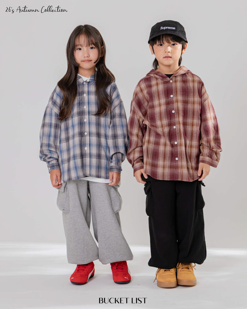 Bucket List - Korean Children Fashion - #prettylittlegirls - Hood Check Shirt - 9