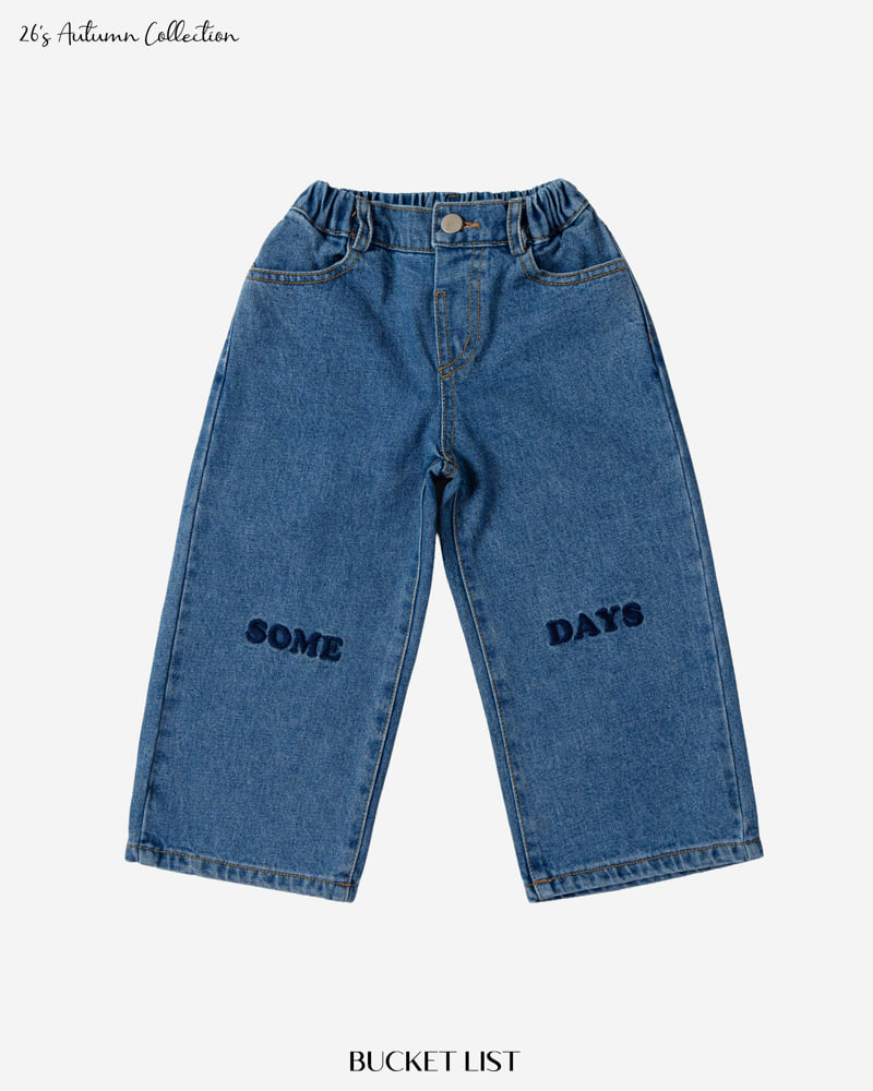 Bucket List - Korean Children Fashion - #stylishchildhood - Someday Embroidery Denim Pants - 3