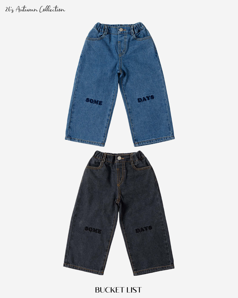 Bucket List - Korean Children Fashion - #todddlerfashion - Someday Embroidery Denim Pants