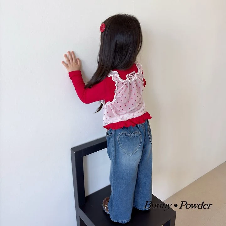 Bunny Powder - Korean Children Fashion - #Kfashion4kids - Heart Denim Pants - 12