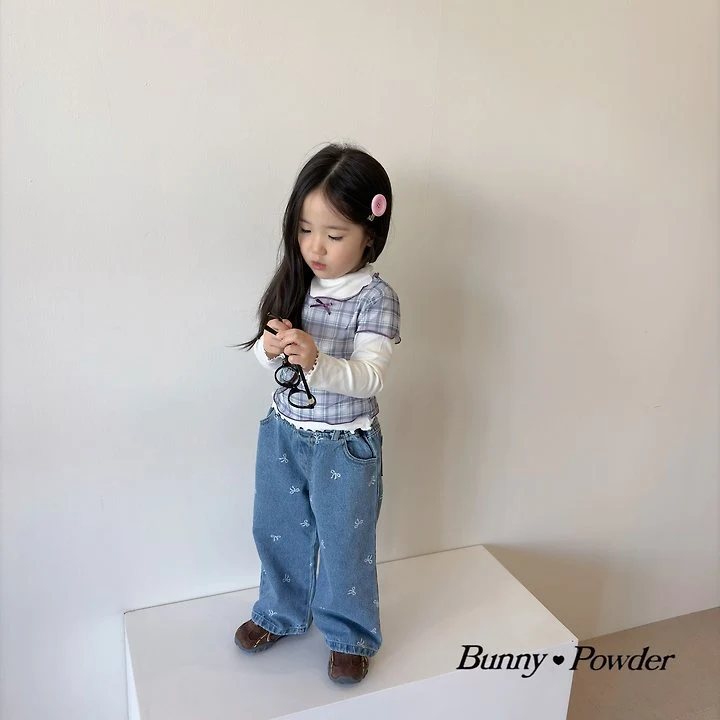 Bunny Powder - Korean Children Fashion - #Kfashion4kids - Ribbon Denim Pants - 11