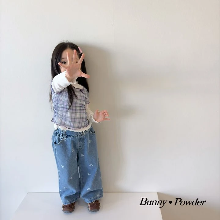 Bunny Powder - Korean Children Fashion - #childofig - Ribbon Denim Pants - 4