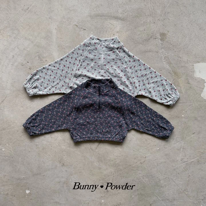 Bunny Powder - Korean Children Fashion - #designkidswear - Flower Half Zip-up
