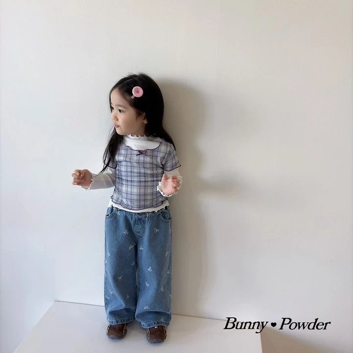 Bunny Powder - Korean Children Fashion - #designkidswear - Ribbon Denim Pants - 5