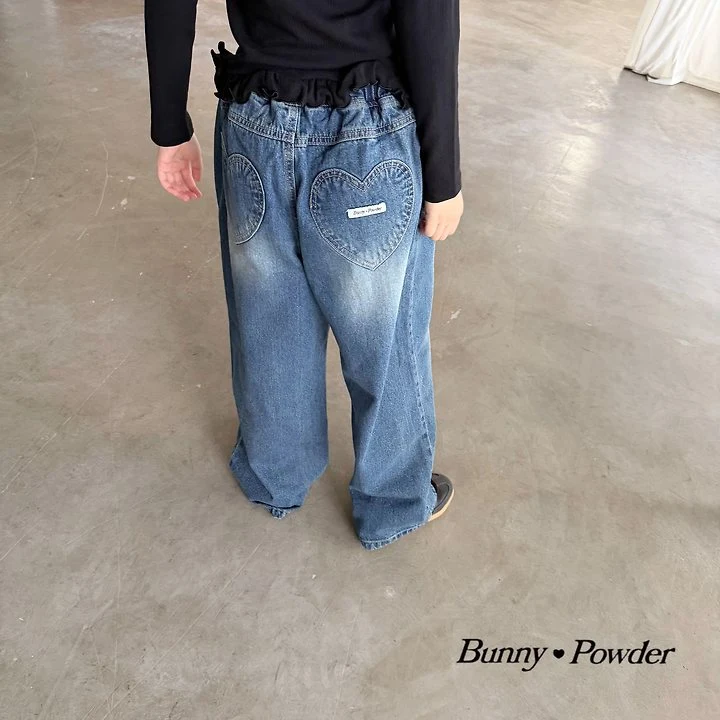 Bunny Powder - Korean Children Fashion - #discoveringself - Heart Denim Pants - 7
