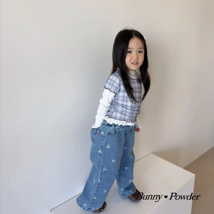 Bunny Powder - Korean Children Fashion - #discoveringself - Ribbon Denim Pants - 6