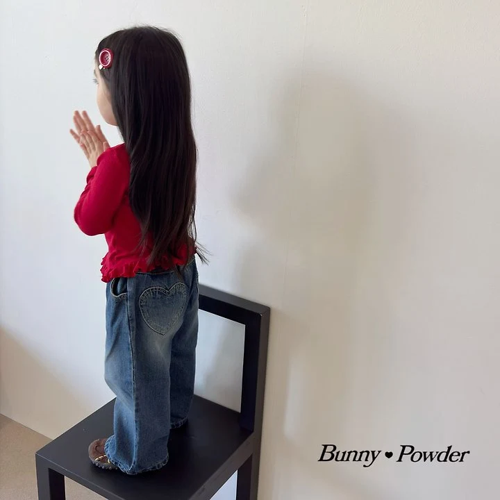Bunny Powder - Korean Children Fashion - #fashionkids - Heart Denim Pants - 8