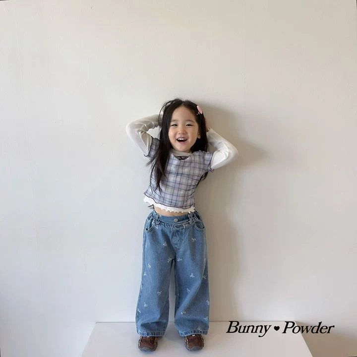 Bunny Powder - Korean Children Fashion - #fashionkids - Ribbon Denim Pants - 7