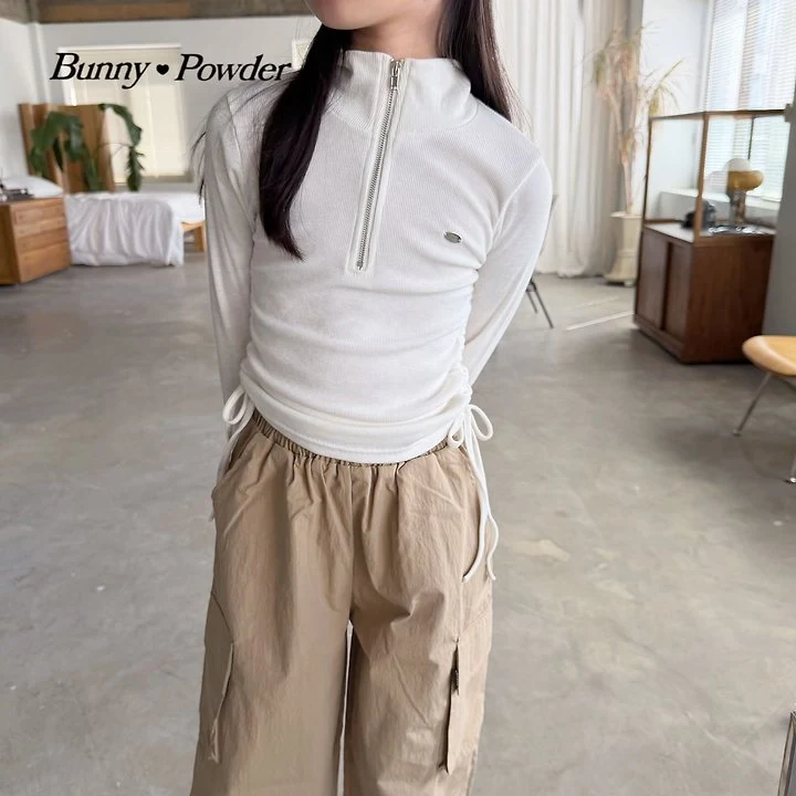 Bunny Powder - Korean Children Fashion - #kidsshorts - Annie Half Zip-up Tee - 3