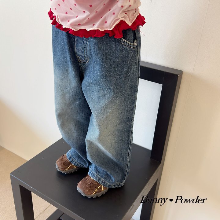 Bunny Powder - Korean Children Fashion - #kidsstore - Heart Denim Pants - 10