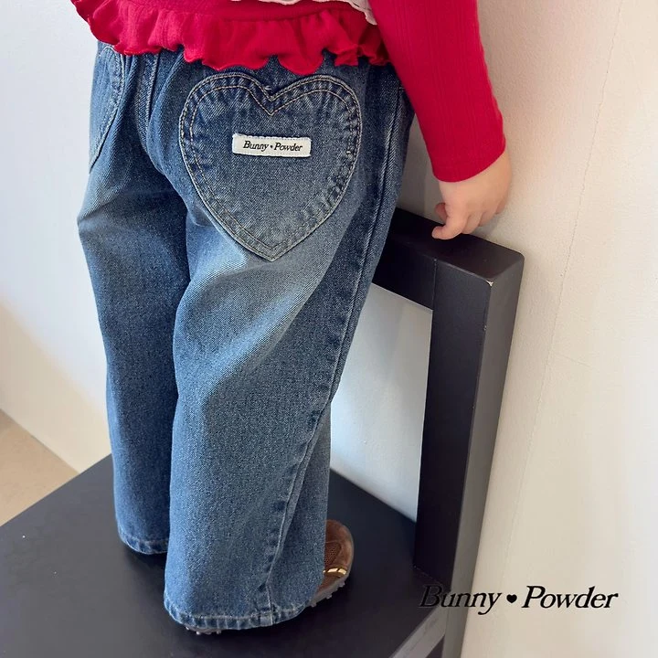 Bunny Powder - Korean Children Fashion - #kidzfashiontrend - Heart Denim Pants - 11