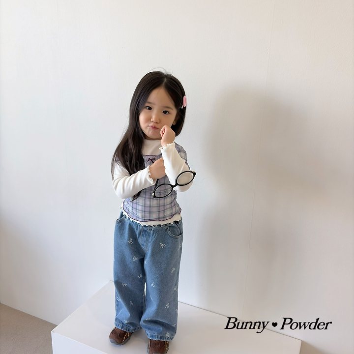 Bunny Powder - Korean Children Fashion - #littlefashionista - Ribbon Denim Pants - 12