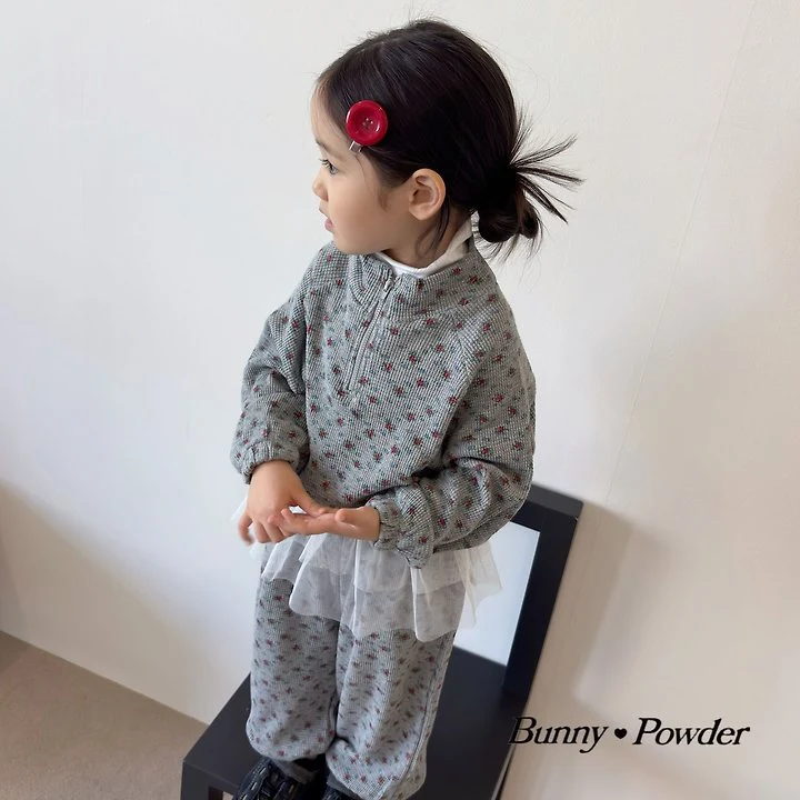 Bunny Powder - Korean Children Fashion - #minifashionista - Flower Half Zip-up - 10