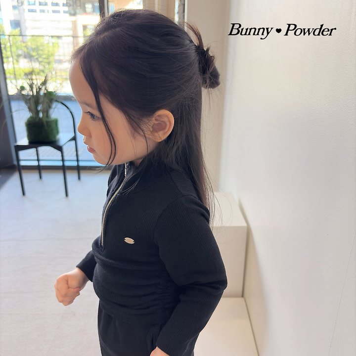 Bunny Powder - Korean Children Fashion - #toddlerclothing - Annie Half Zip-up Tee - 12