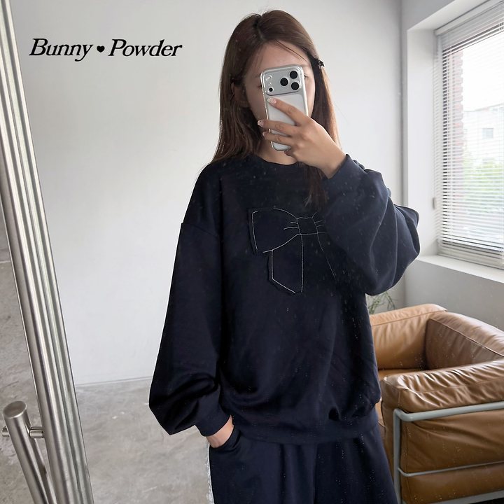 Bunny Powder - Korean Women Fashion - #momslook - Adult Ribbon Sweatshirts - 12