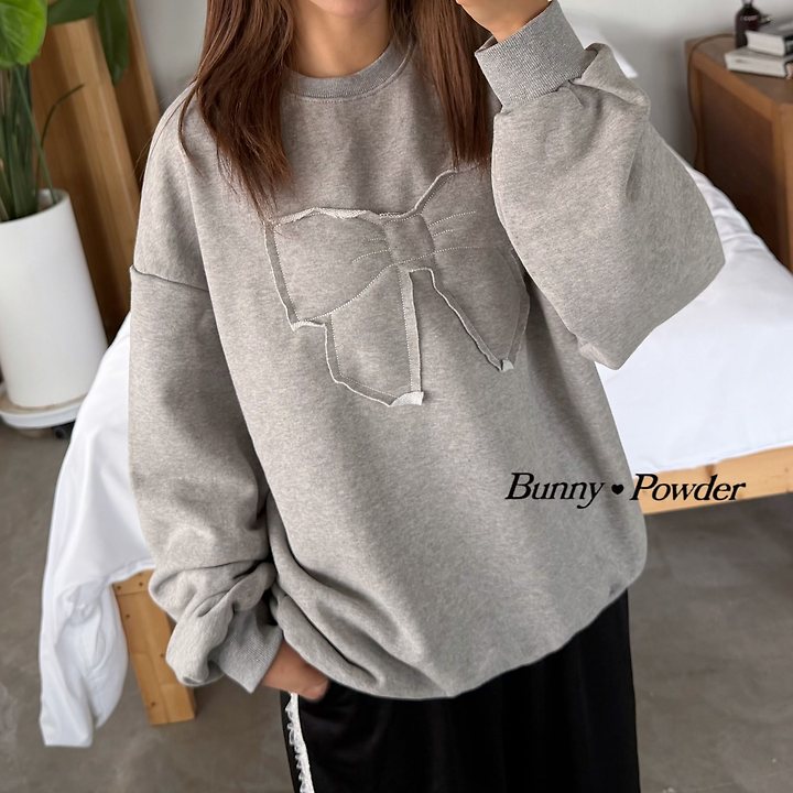 Bunny Powder - Korean Women Fashion - #thelittlethings - Adult Ribbon Sweatshirts - 3