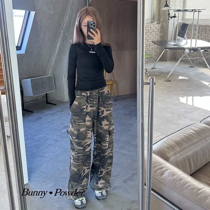 Bunny Powder - Korean Women Fashion - #womensfashion - Adult Light Camo Cargo Pants - 11