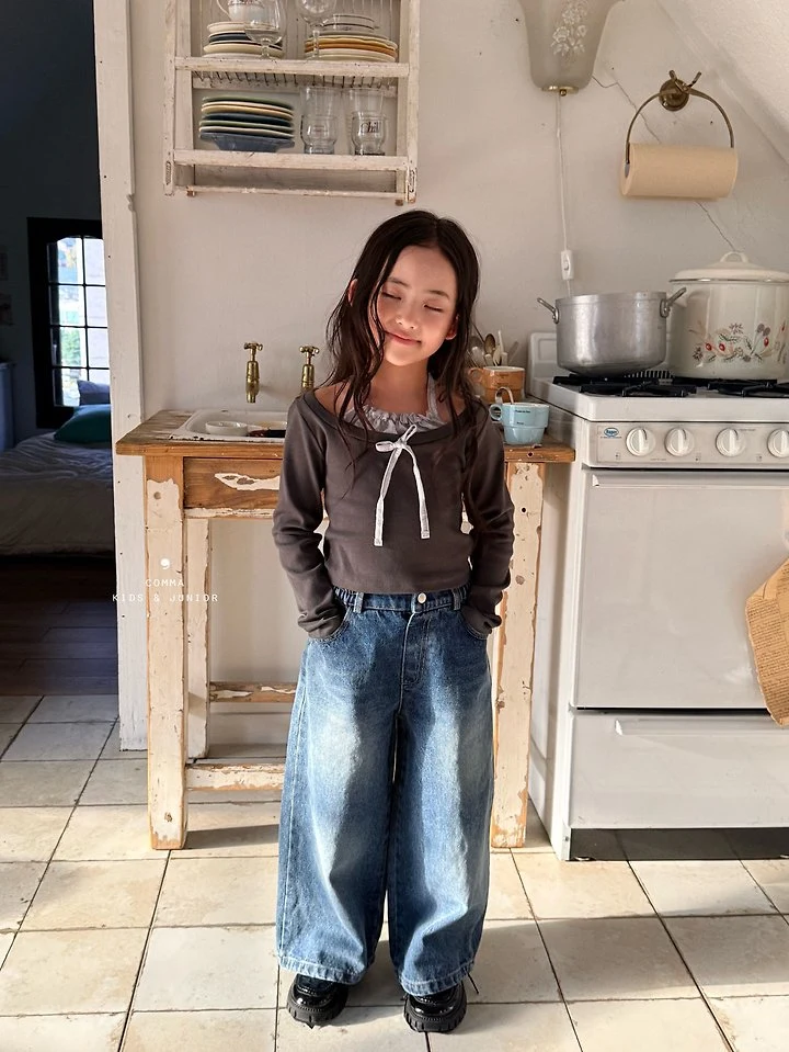 Comma - Korean Children Fashion - #Kfashion4kids - Shirring Ribbon Tee - 12