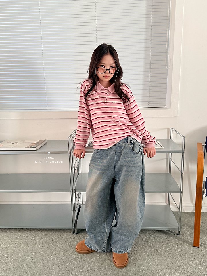 Comma - Korean Children Fashion - #Kfashion4kids - Stripe Collar Tee - 5