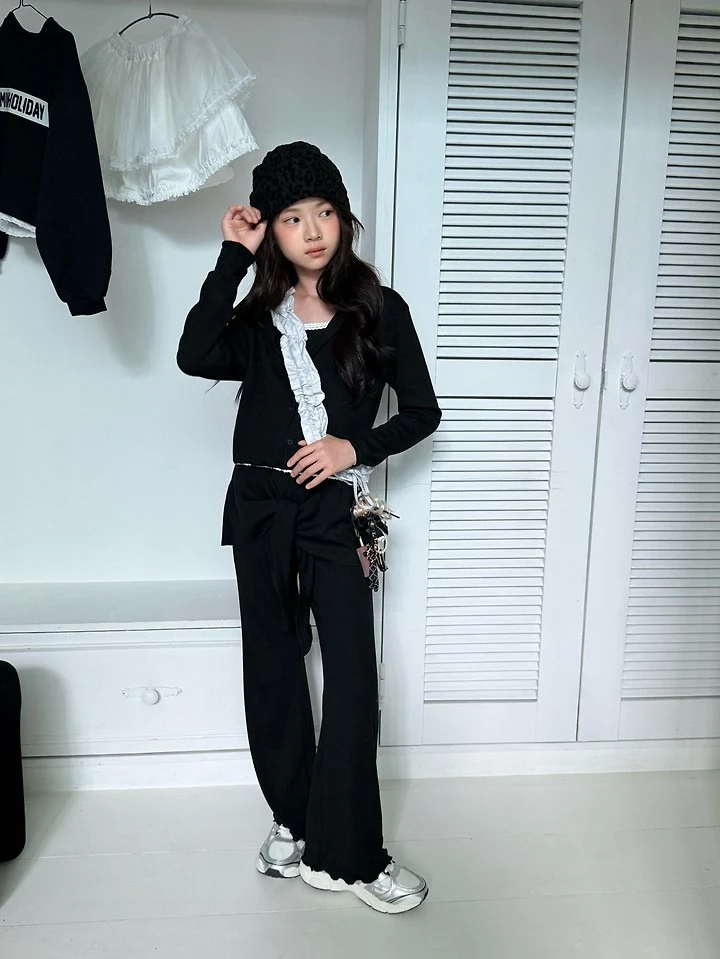 Comma - Korean Children Fashion - #childofig - Ribbed Stretch Bootcut Pants - 6