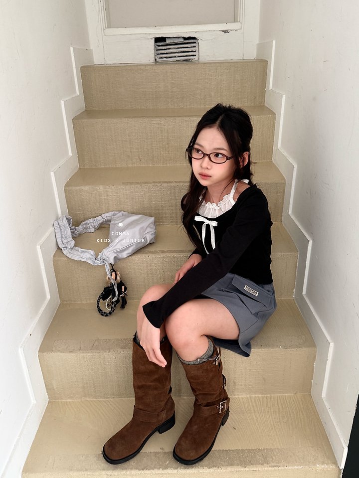 Comma - Korean Children Fashion - #stylishchildhood - Shirring Ribbon Tee - 4