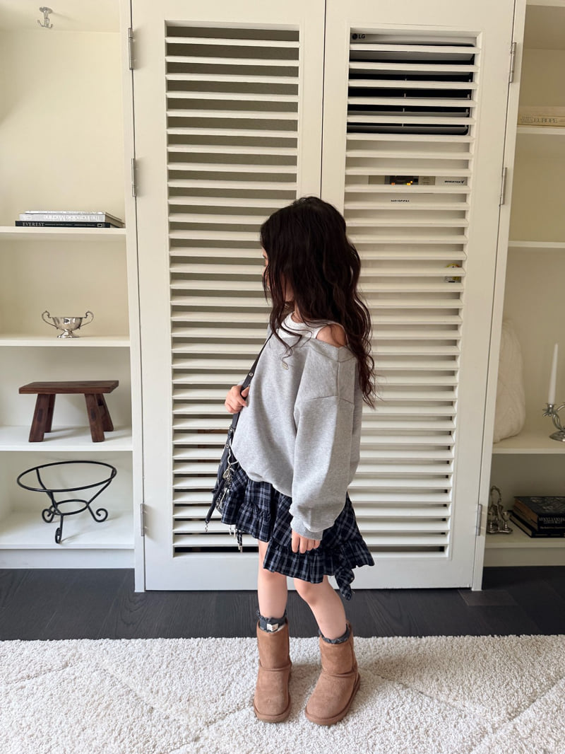 Comma - Korean Children Fashion - #childofig - Check Asymmetric Skirt - 2