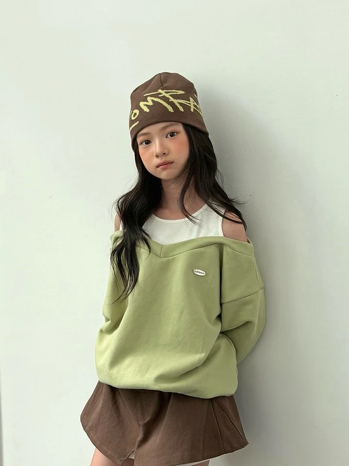 Comma - Korean Children Fashion - #discoveringself - V-Trim Sweatshirt - 3