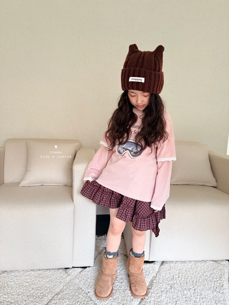 Comma - Korean Children Fashion - #discoveringself - Check Asymmetric Skirt - 5