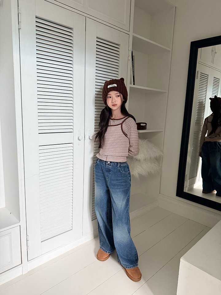 Comma - Korean Children Fashion - #discoveringself - Stripe Sleeveless Top + Cardigan Set - 12