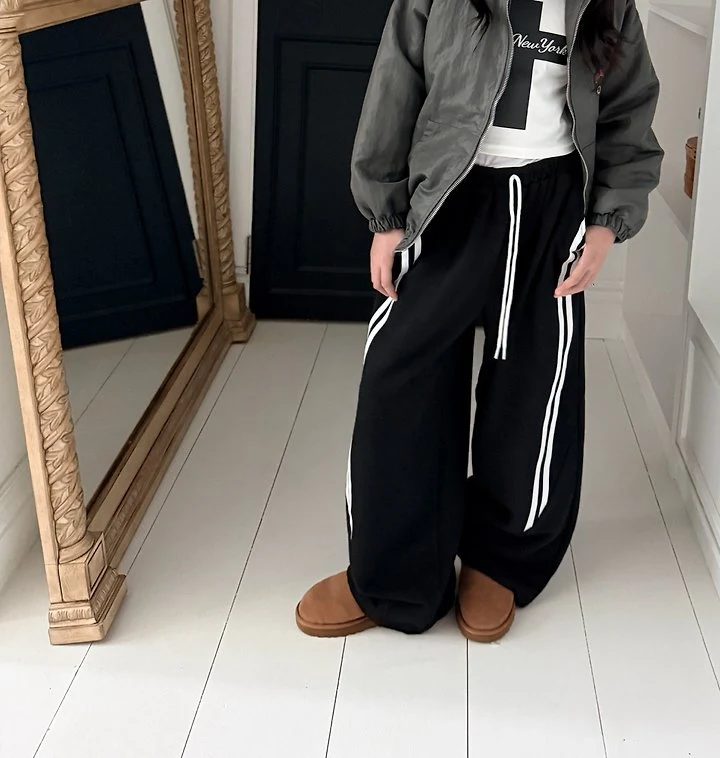 Comma - Korean Children Fashion - #fashionkids - Cut-Line Double Stripe Pants
