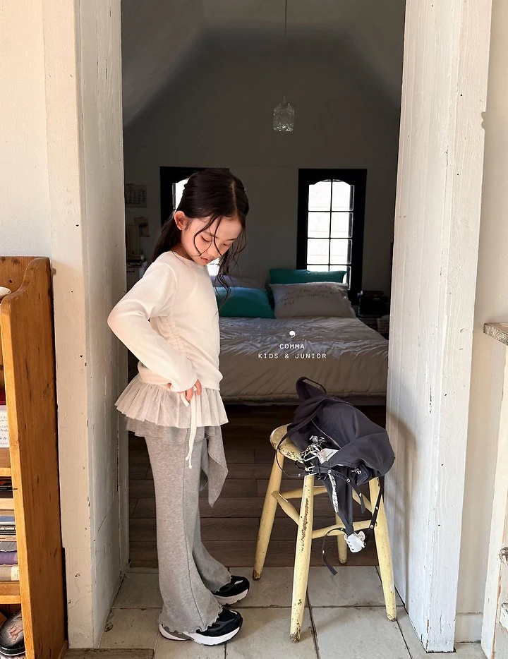 Comma - Korean Children Fashion - #kidsshorts - Ribbed Stretch Bootcut Pants - 11