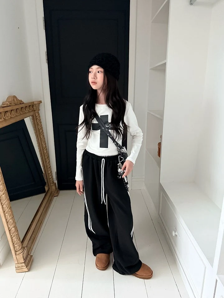 Comma - Korean Children Fashion - #littlefashionista - Cut-Line Double Stripe Pants - 6