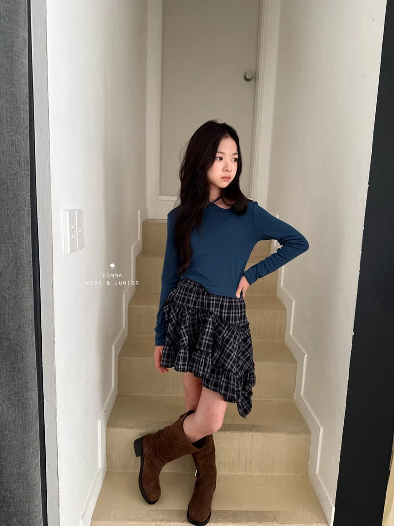 Comma - Korean Children Fashion - #littlefashionista - Check Asymmetric Skirt - 11