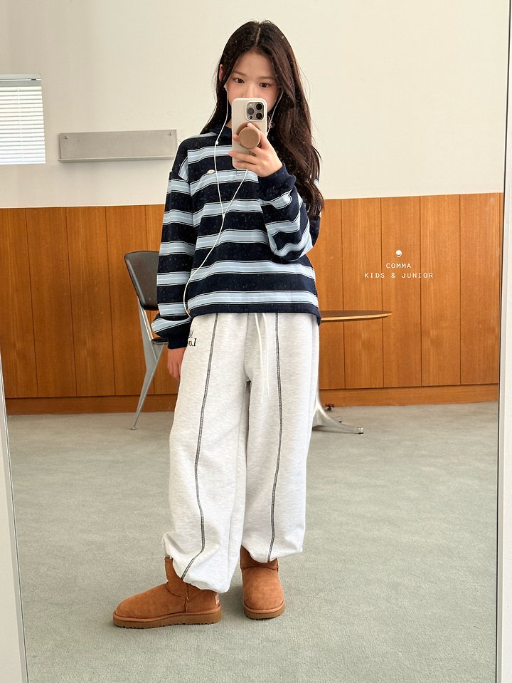 Comma - Korean Children Fashion - #stylishchildhood - Stripe Collar Tee - 12