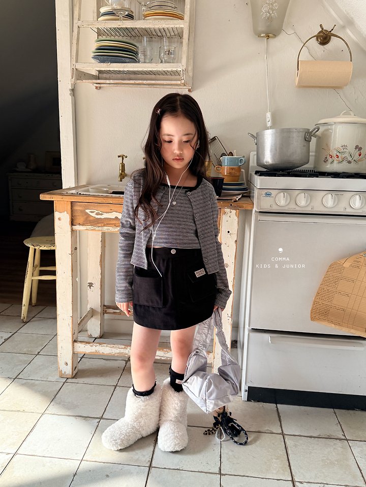 Comma - Korean Children Fashion - #stylishchildhood - Stripe Sleeveless Top + Cardigan Set - 8