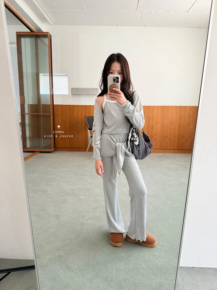 Comma - Korean Children Fashion - #todddlerfashion - Ribbed Stretch Bootcut Pants - 3