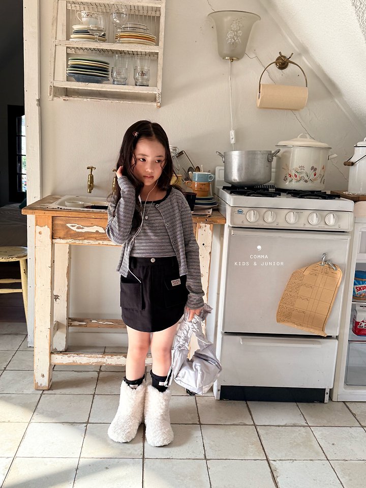 Comma - Korean Children Fashion - #todddlerfashion - Stripe Sleeveless Top + Cardigan Set - 6