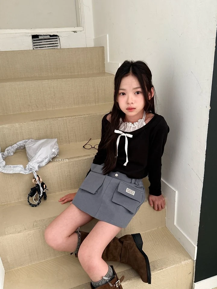 Comma - Korean Children Fashion - #toddlerclothing - Shirring Ribbon Tee - 2