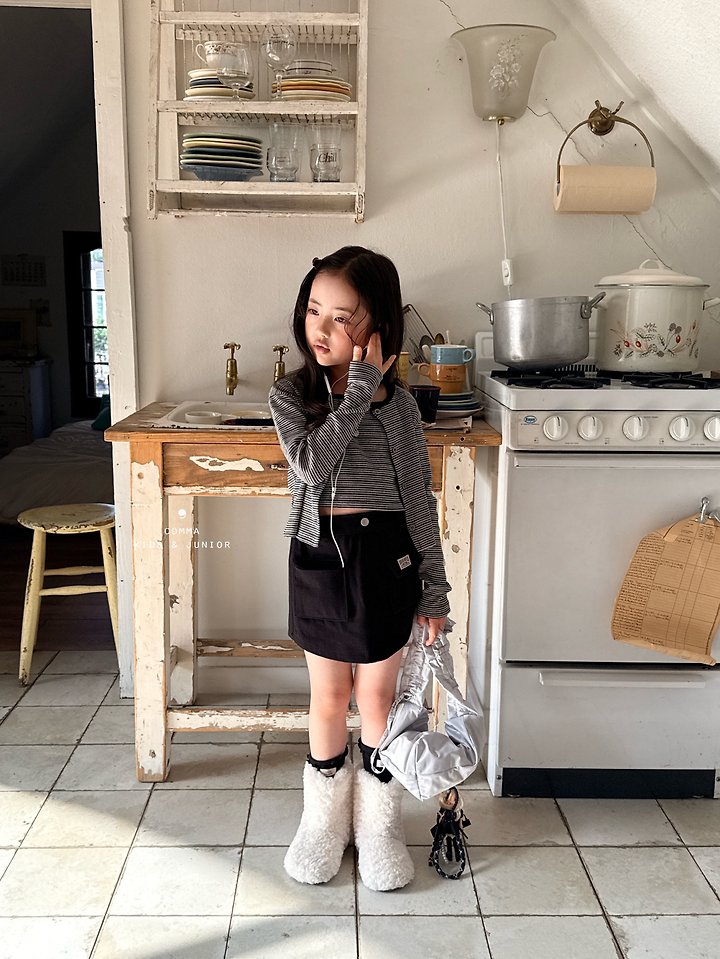 Comma - Korean Children Fashion - #toddlerclothing - Stripe Sleeveless Top + Cardigan Set - 7
