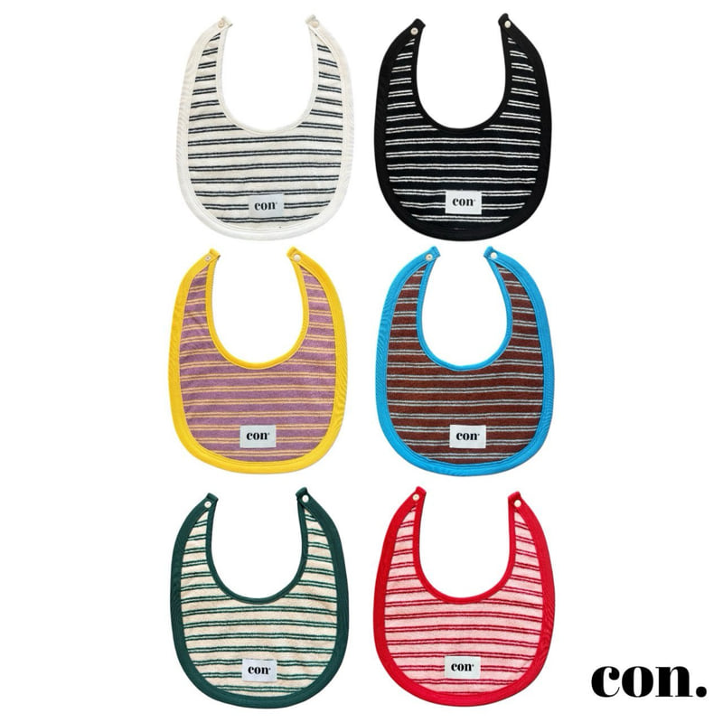 Con - Korean Baby Fashion - #babyoutfit - Color Stripe Bib