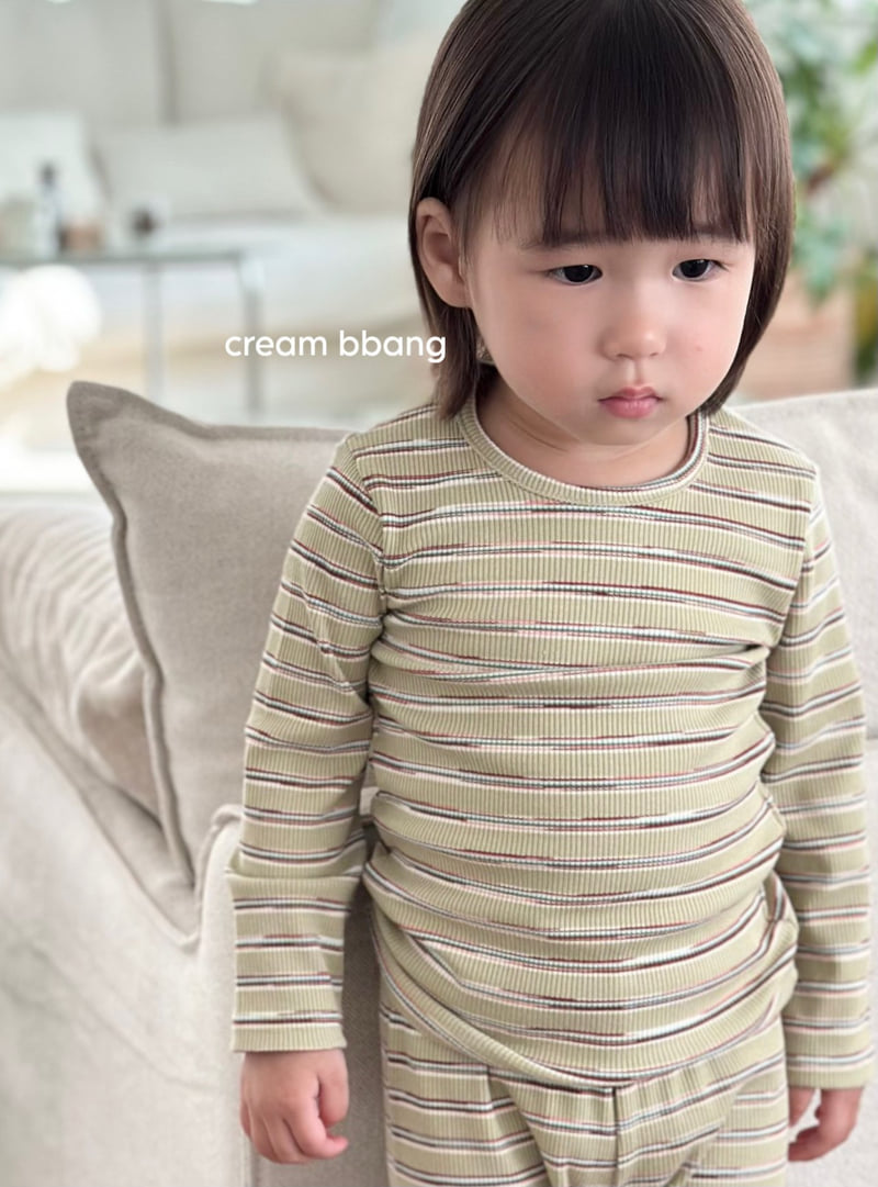 Cream Bbang - Korean Baby Fashion - #babyfever - Stripe Ribbed Leggings Set - 5