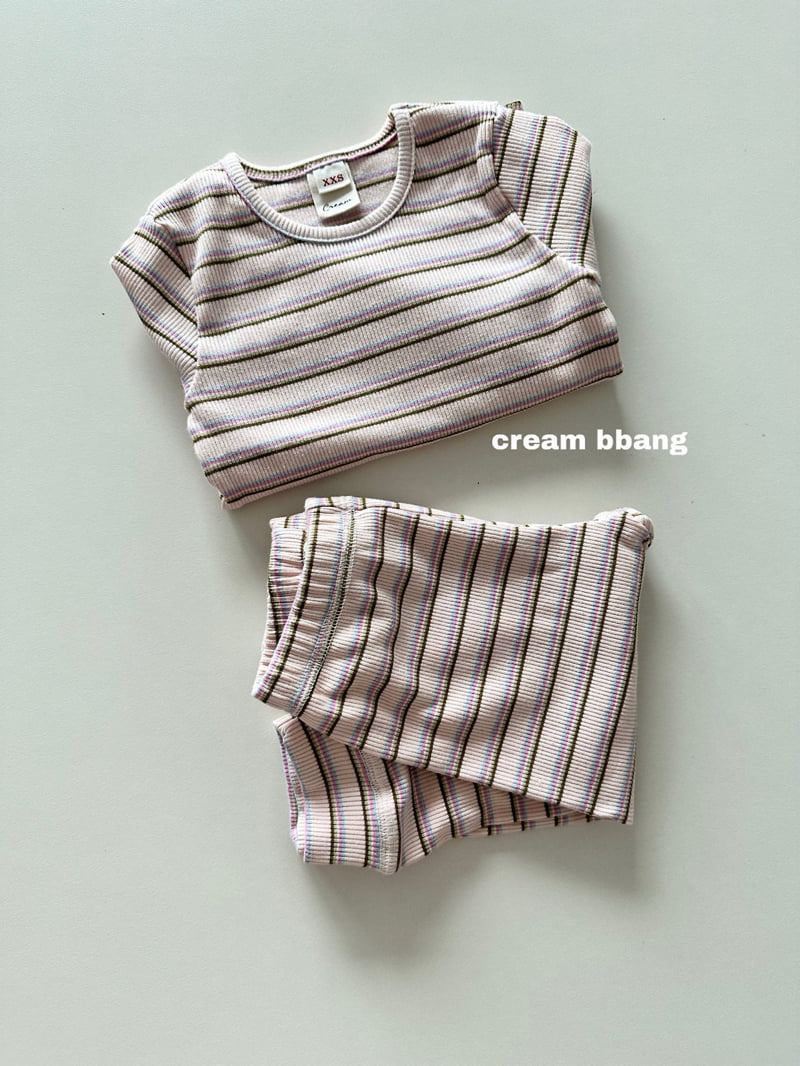 Cream Bbang - Korean Baby Fashion - #babylifestyle - Stripe Ribbed Leggings Set - 7