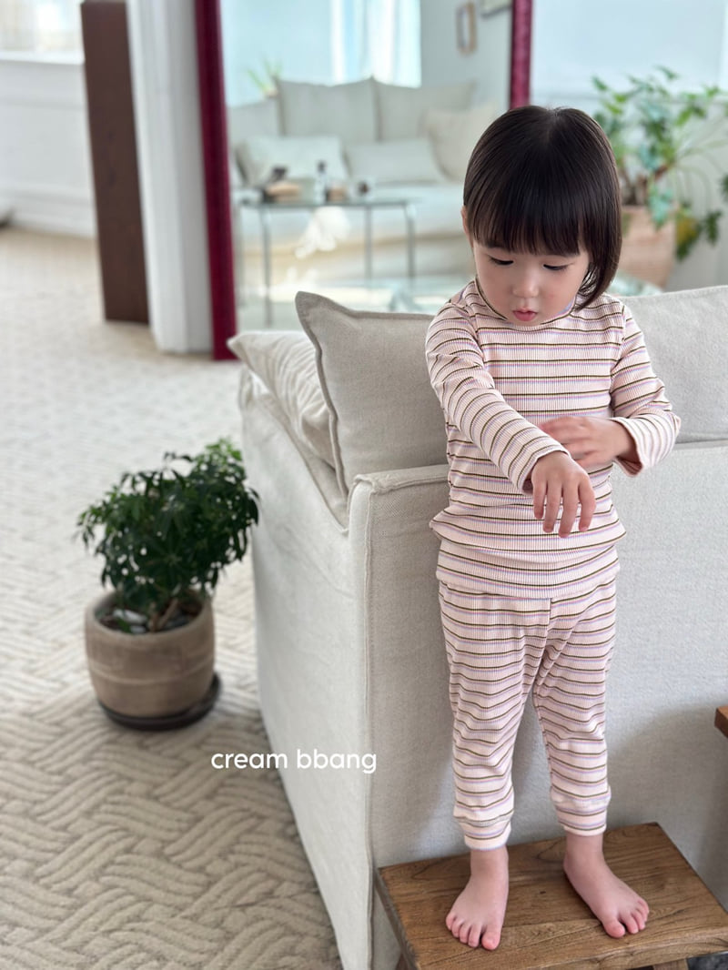 Cream Bbang - Korean Baby Fashion - #babyoninstagram - Stripe Ribbed Leggings Set - 8