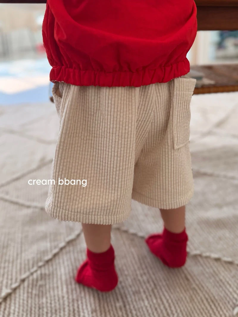 Cream Bbang - Korean Baby Fashion - #onlinebabyboutique - Matcha Corduroy Half Pants - 3