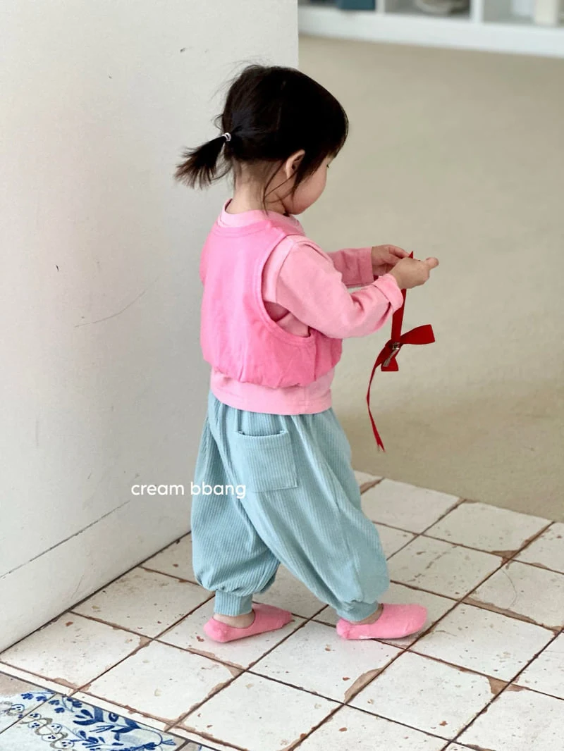 Cream Bbang - Korean Baby Fashion - #onlinebabyshop - Ribbed Aladdin Pants - 5