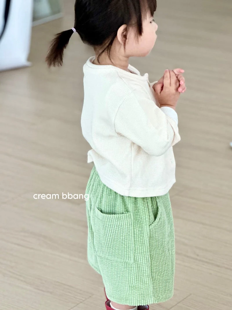 Cream Bbang - Korean Baby Fashion - #onlinebabyboutique - Matcha Corduroy Half Pants - 4