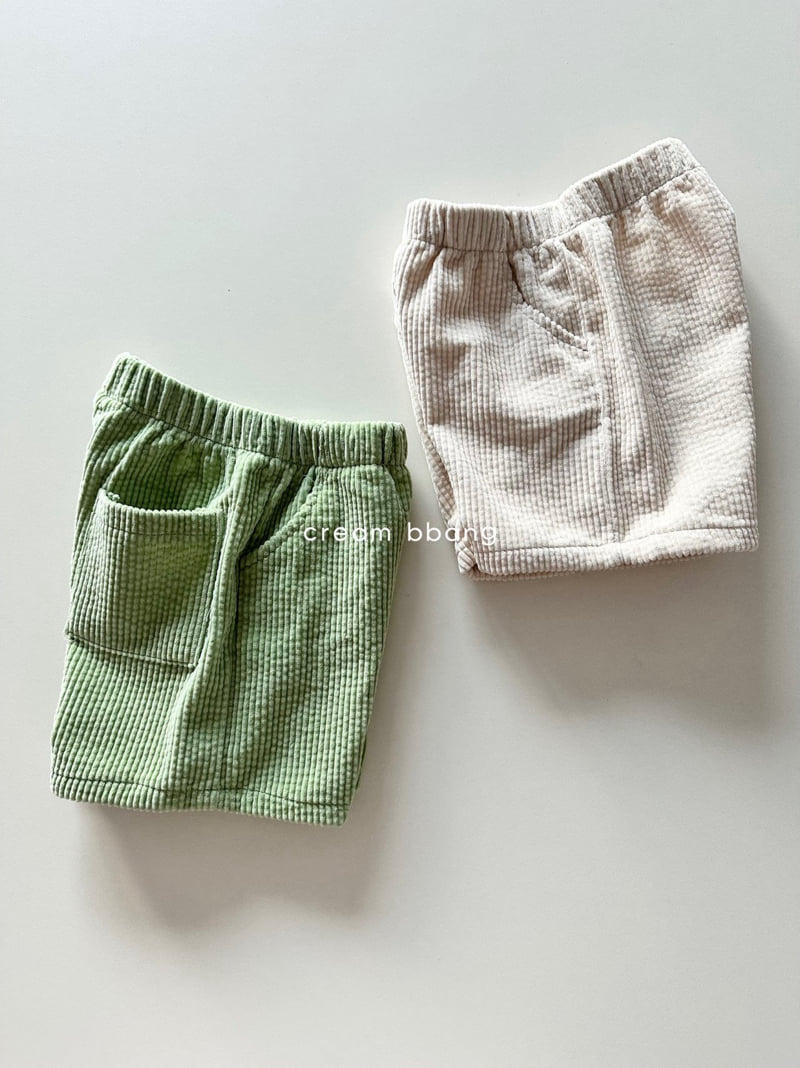 Cream Bbang - Korean Baby Fashion - #smilingbaby - Matcha Corduroy Half Pants - 5