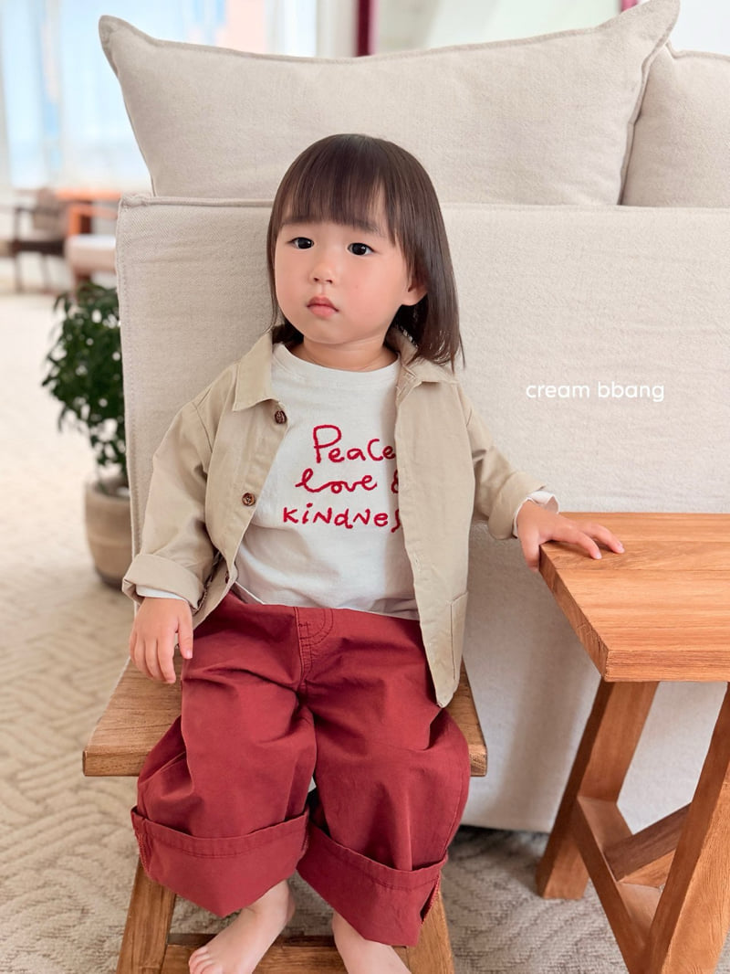 Cream Bbang - Korean Children Fashion - #childofig - Love Embroidery Tee - 9